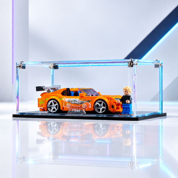 Clear acrylic display case for LEGO Speed Champions The Fast and the Furious Toyota Supra MK4 set 77260