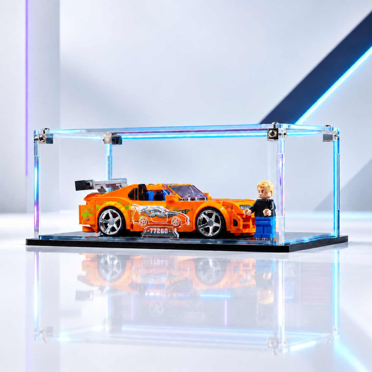 Clear acrylic display case for LEGO Speed Champions The Fast and the Furious Toyota Supra MK4 set 77260